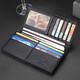 Sieben Wolf Wallet Herren Lange Business Gift Box Top Layer Cowide Großkapazität Brieftasche Geburtstag Vatertag Geschenk Praktisches Geschenk für Papa Black [Lightning Ankunft]