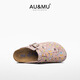 Au/Mu Spring и Summer Baotou Birkenstock Shoes Женская пробка с толстыми мультипликационными граффити
