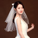 Renshanxiang Veil Proposal Wedding Wedding Dress Headdress Veil Crown Proposal Wedding Certificate Posing Props Birthday Veil 2-layer White Bow 60cm Alloy Hair Comb 1