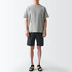 MUJI MUJI Men's Cotton Washed Poplin Shorts Casual Shorts Men's Summer Pure Cotton AED14A2S Black M