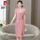 Vestido de pierre cardin vestido cheongsam para mujeres en verano temperamento joven feliz vestido de novia de suegra