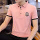 Simple direction striped short-sleeved T-shirt men with a neckline Korean version slim lapel Korean version top collar 5012 black 5002# white One size 2xl Recommended 135-150Jin [Jin equals 0.5 kg]
