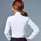 EAEOVNI long-sleeved shirt women's business non-iron spring and summer professional wear white formal bank shirt interview work clothes slim OL pure white square collar 39 118-128Jin Jin equals 0.5 kg