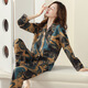 Modal pajamas women's pure cotton long-sleeved spring, autumn and winter cardigan large size loose middle-aged mother's home clothing set XEQ9906 XL - weight 120-140Jin [Jin equals 0.5 kg]
