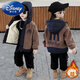 Disney Boys Autumn and Winter Jackets Plus Velvet and Thickened New Fashionable Baby Hooded Tops Winter Polar Fleece Cotton Jackets Brown 150 Recommended Height 135-145cm