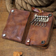 Simple / nature handmade pure cowhide key bag men's genuine leather multi-functional car key bag vegetable tanned leather coin purse waist zipper small bag brown