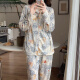 猫人秋季新款睡衣女长袖可外穿ins风甜美开衫家居服女国风春夏天 9227 山水画 M