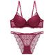 XMXT Zodiac year lace beautiful back underwear set for women thin small chest flat chest push-up push-up bra burgundy 75B