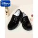 Disney (disnep) children's leather shoes for performance soft-soled children's college British style boys' leather shoes black campus chorus performance shoes white lace-up style unisex size 26 inner length 18cm normal size