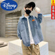 Disney Boys Denim Shirt 24 Spring and Autumn New Fashionable Medium Large Children's Top Casual Jacket Handsome Trendy Long Sleeve Blue 130