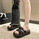 Xier sandals for women's indoor bathroom slippers 2025 new fashionable and versatile women's one-slip flops for bathroom bathing sandals Black love 38-39