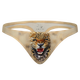Net will men's underwear ice silk thong sexy print breathable low waist three-dimensional space t-pants thong for men yellow leopard 1 pair M