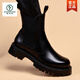 Specht Frühlings- und Herbstlederstiefel echtes Leder für Herren Leder Britisch Stil Schwarz mittelgroßen Martin Boots Innerer Erhöhung Cover Schuhe atmungsaktive High-Top-Herrenschuhe Schwarze innere Erhöhung (Baumwolle) 41