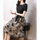 AIMANJIE light luxury brand celebrity temperament high-end dress for women this year's popular skirt for summer new embroidered mesh skirt black XL (recommended 112-122Jin [Jin equals 0.5 kg])
