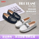 Zapatos de cuero para niños zapatos de frijoles para niños zapatos solteros suaves 2022 Nuevo estilo coreano estudiante de rendimiento negro zapatos bekebet zapatos para niños 826 negro 35