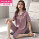 Pajama de algodón modal para mujeres Cárdigan de pantalones cortos de manga corta para mujeres en verano ropa delgada de la casa delgada algodón de algodón de gran tamaño NXF-9877 m