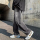 
Kefeiwo pants men's American gradient jeans men's niche design American high street vibe straight loose floor trousers decent - 9902 black and gray (belt style) M (recommended weight 95-110Jin [Jin equals 0.5 kg])
