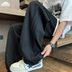 顶峰保罗（Dingfengbaoluo）休闲裤男秋季潮牌宽松直筒百搭透气运动阔腿长裤子9789黑色2XL