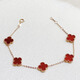 
18K gold four-leaf clover bracelet colorful gold rose gold gold bracelet lucky grass bracelet au750 women's style gift for girlfriend 18K gold rose gold red agate small five-flower bracelet