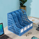 Cesta de archivos engrosados ​​de deli Cesta de cuatro columnas suministros de oficina Rack Archivo Archivo Caja de almacenamiento Bandeja de almacenamiento Bookshelf Estudiante de escritorio simple Stand Blue [básico de cuatro columnas] 9848