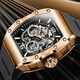 
BONEST GATTI German watch men's automatic mechanical watch hollow waterproof luminous wine barrel men's watch Valentine's Day birthday gift BG9903-A4 Venom Green