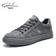 Shachi Herrenschuhe Herbst und Winter Neue Brettschuhe Herrenschuhe der Gelegenheitsschuhe Mode Britisch vielseitige Leinwandschuhe flache Schnürschuhe Männer Grau 41 (255 mm) Lederschuhgröße