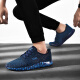 Nanjiren men's shoes, fashionable and casual, mesh, breathable, cool and comfortable, men's versatile trendy lace-up flat bottom 0078 (mesh) blue size 42