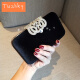 tushky2023 new dinner bag banquet clutch bag dress bag wedding bag bride bridesmaid bag diamond women's bag cross-body velvet crown black