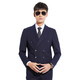 Yhv double-breasted suit men's slim-fit youth blue striped business formal casual suit 7674174 double-breasted 2XL (180)