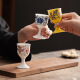Huixiang Ceramic One or Two White Wine Glass Set Household Single Spirit Cup Chinese Style Ancient Style 50ml Small Wine Cup Wedding Wealth and Fortune Blossoms (50ml)