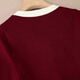 Cypress House Contrasting Color V-Ausschnitt Mesh Kleid 2025 Herbst Neue Frauenbogen Taille Midi Rock