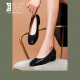 Zapatos de trabajo de Lu Shinan para la suela suave de las mujeres cómodas zapatillas de trabajo a largo plazo de KFC a largo plazo para mujeres sin fatiga, zapatos de cuña de cuero para mujeres negros 181-691Q 38