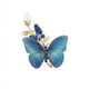Lingmeng antique blue embroidered butterfly brooch for women, fabric high-end corsage placket pin, suit jacket accessories, embroidered blue butterfly 1 piece (including small gift box)