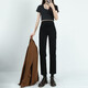 Nanding Yage Maternity Pants Autumn and Winter Outerwear New Straight Leg Pants Nine-Point Jeans Plus Velvet Stretch Cigarette Pants Autumn and Winter Clothes Black L110-125Jin Jin is equal to 0.5 kg