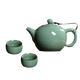 Lingqingfang celadon one pot, two cups, two cups with ball hole filter teapot teacup set ceramic complete set Ge Kiln office tea set Ge Kiln Meizi Qing