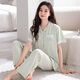 莫代尔2025新款睡衣女夏季带胸垫一体棉短袖长裤春夏天薄款家居服套装 LSF-692柔粉 L (165) 建议体重105-125斤
