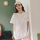 Miduli maternity top wearing large size maternity T-shirt for summer thin mid-length short-sleeved loose maternity dress dark powder L