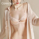 Carey Kay French underwear women's thin large breasts show small breasts push-up half cup sexy French lace low-cut bra set sweet pink set (bra + panties) 36/80B
