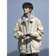 OEMG American retro leather jacket men's spring and autumn summer trendy brand large size loose youth couple work jacket clothes black XL [recommended 110-125 Jin [Jin equals 0.5 kg]]

