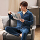 Mandelefin 6xl Pajamas de gran tamaño Spring y otoño Pure Cotton Fat 300 Jin [Jin equivale a 0.5 kg] Agregue peso para aumentar la ropa casera de manga de mediana edad 9905 5XL (220-260 Jin [Jin equivale a 0.5 kg])