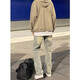 POUM men's joint yellow mud jeans men's spring and autumn style high street retro American straight fit loose casual pants WKXS-K679 yellow mud L