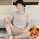 ZENGZHI NIUZAI德绒发热条纹保暖内衣男生套装冬季加绒加厚打底衫青少年秋衣秋裤 689卡其【加绒加厚】 2XL 约115-135斤可穿