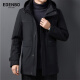 Edenbo down jacket men's warm mid-length hooded winter windproof thick coat black 180/96A (2XL)