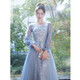 
Seidler blue evening dress for women 2025 new banquet temperament long sleeve light luxury niche high-end performance art exam skirt blue L