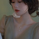 Xiaomeng double pendant freshwater pearl necklace young girl natural two beads clavicle chain y-shaped can be pulled and adjusted