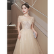 SAIDELE champagne color evening dress 2025 new adult gift small birthday party light luxury niche high-end art exam skirt for women champagne color medium length S (recommended 86-95 Jin [Jin equals 0.5 kg])
