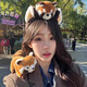 Danqin cute little raccoon plush headband for women, face wash, makeup headband, facial mask, special hairpin hair accessories, autumn and winter little raccoon plush headband