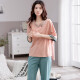 
Youtingfei pajamas for women in summer pure cotton thin short-sleeved trousers round neck pullover ladies pajamas for outdoor home clothing set YD7371 L