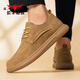 Bull Family Men's Shoes Spring and Summer New Cow Wide Bean Dogs Casual Bean Dogs Hombres de piel suave Shout-Soled Show-up Zapatos de trabajo para hombres Amarillo [Four Seasons Single Shoes] GN124101363 41 (talla de zapatos deportivos)