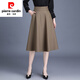 Pierre cardin black skirt spring and autumn women 2024 new autumn and winter skirt mid-length pleated skirt large l size long skirt 6630 black (skirt length 75) M